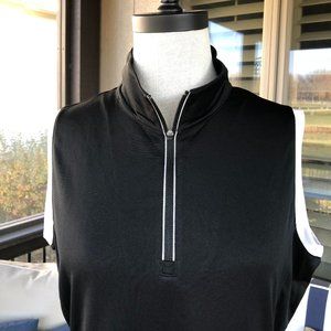 EP Pro Black Sleeveless Golf Polo with White Trim